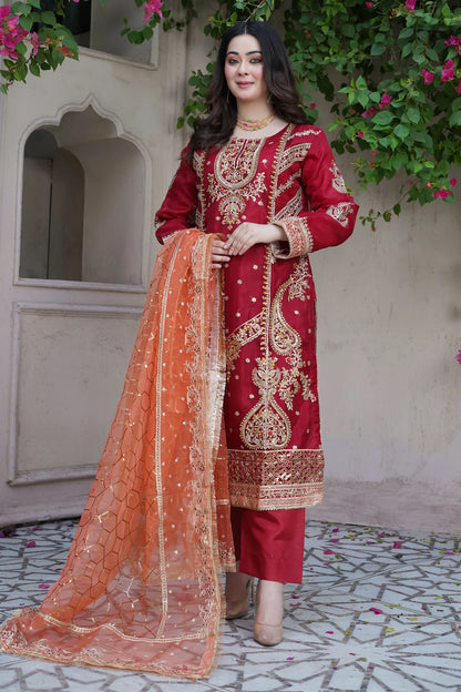 Stitched Luxury Lawn-3 Piece TL-133