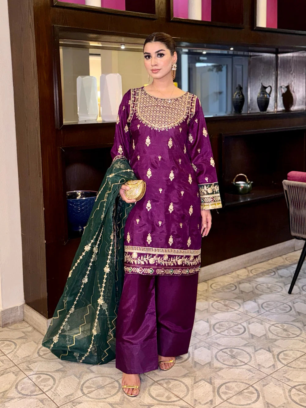 Stitched Luxury Lawn-3 Piece TL-134