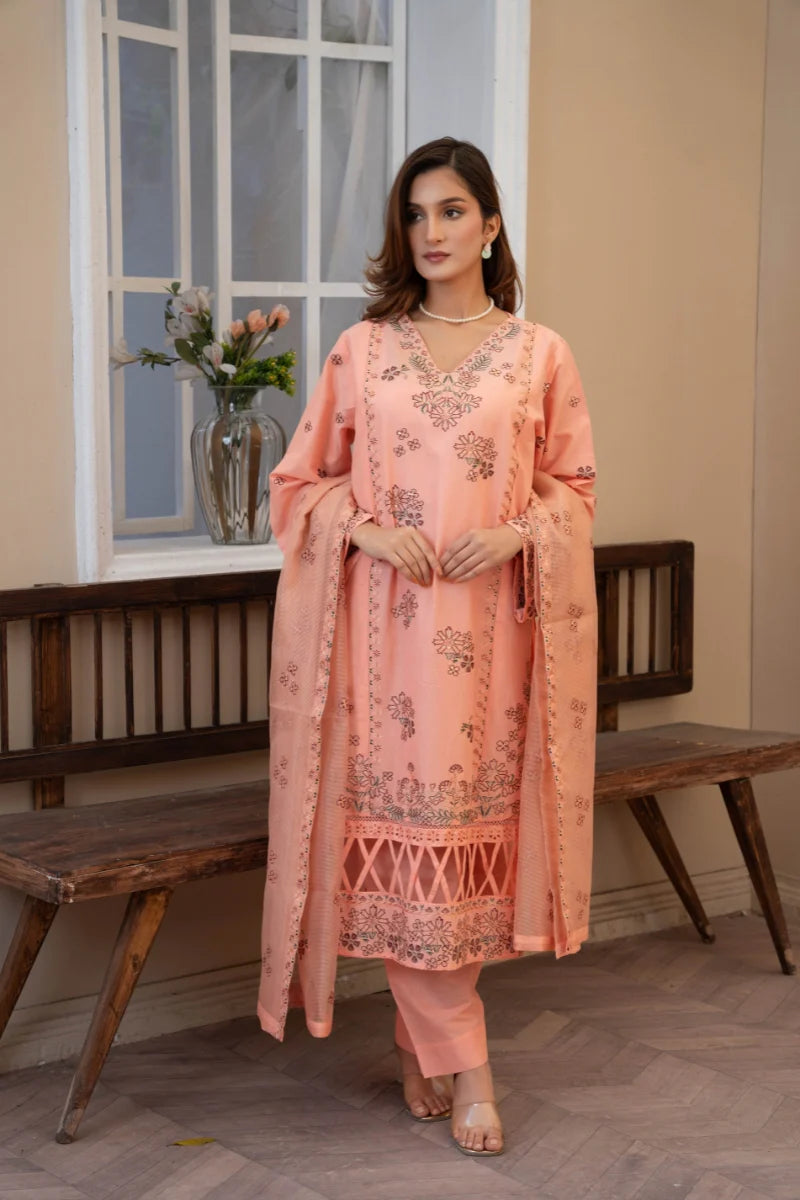Stitched Luxury Lawn-3 Piece TL-151